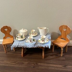 Doll Table, Chairs, and Tea Set